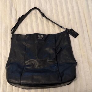 Coach Black Leather Bag with Silver Logo. Excellent condition